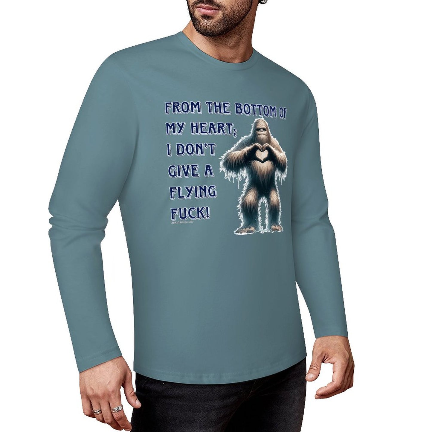 Bigfoot / Sasquatch, "From the bottom of my heart...", Cotton Unisex Long Sleeve T-shirt