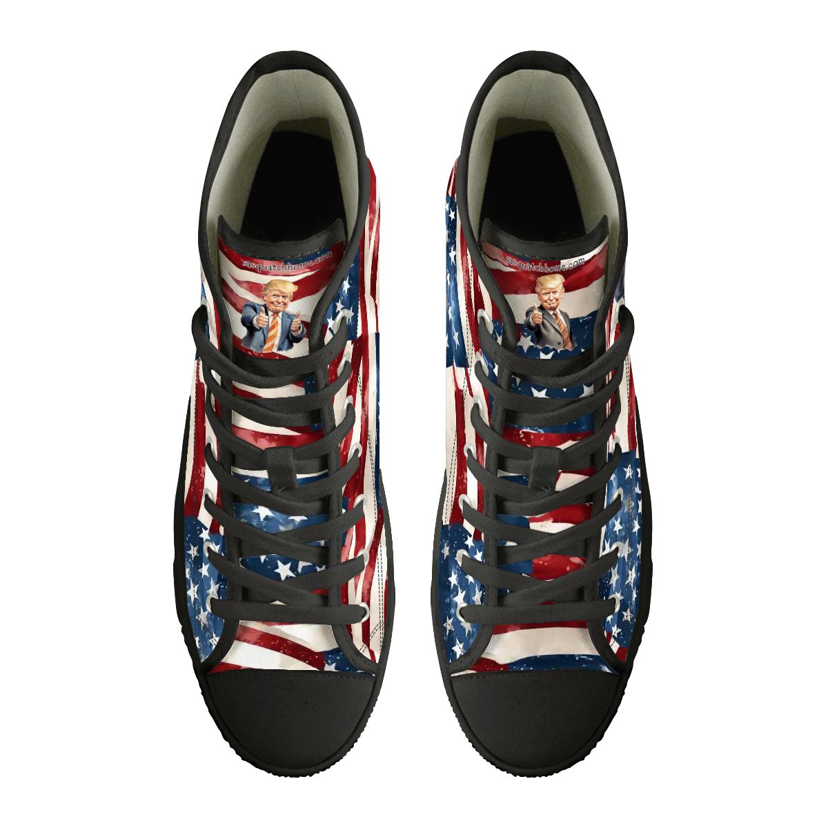 Donald Trump Dancing on Flag, Women's High Top Canvas Shoes Customized Tongue