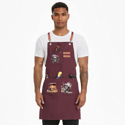 Pirate Canvas Cross Back Apron with Pockets