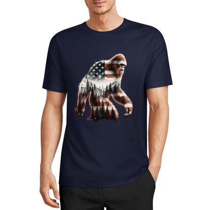 Bigfoot - Sasquatch Flag Scenery Cotton Unisex Long Sleeve T-shirt