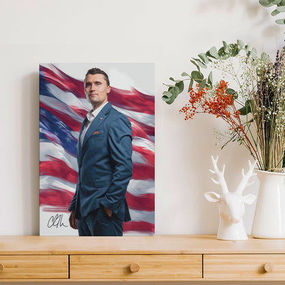 Charlie Kirk Framed Canvas Wooden Frame Wall Art Print - 2 Sizes