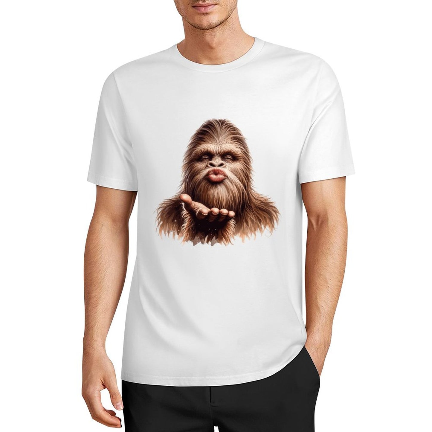 Bigfoot - Sasquatch Blow Kiss Short Sleeve Cotton T-Shirt