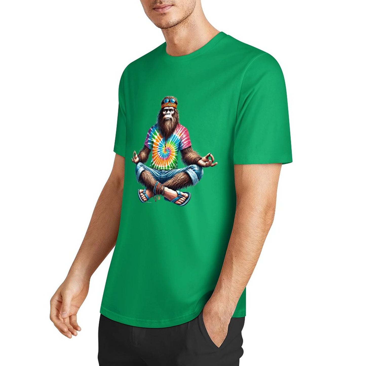 Bigfoot - Sasquatch Hippie Yoga Short Sleeve Cotton T-Shirt