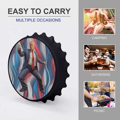 Donald Trump Dancing, 3” Magnetic Can Opener / Coaster / Fridge Decor