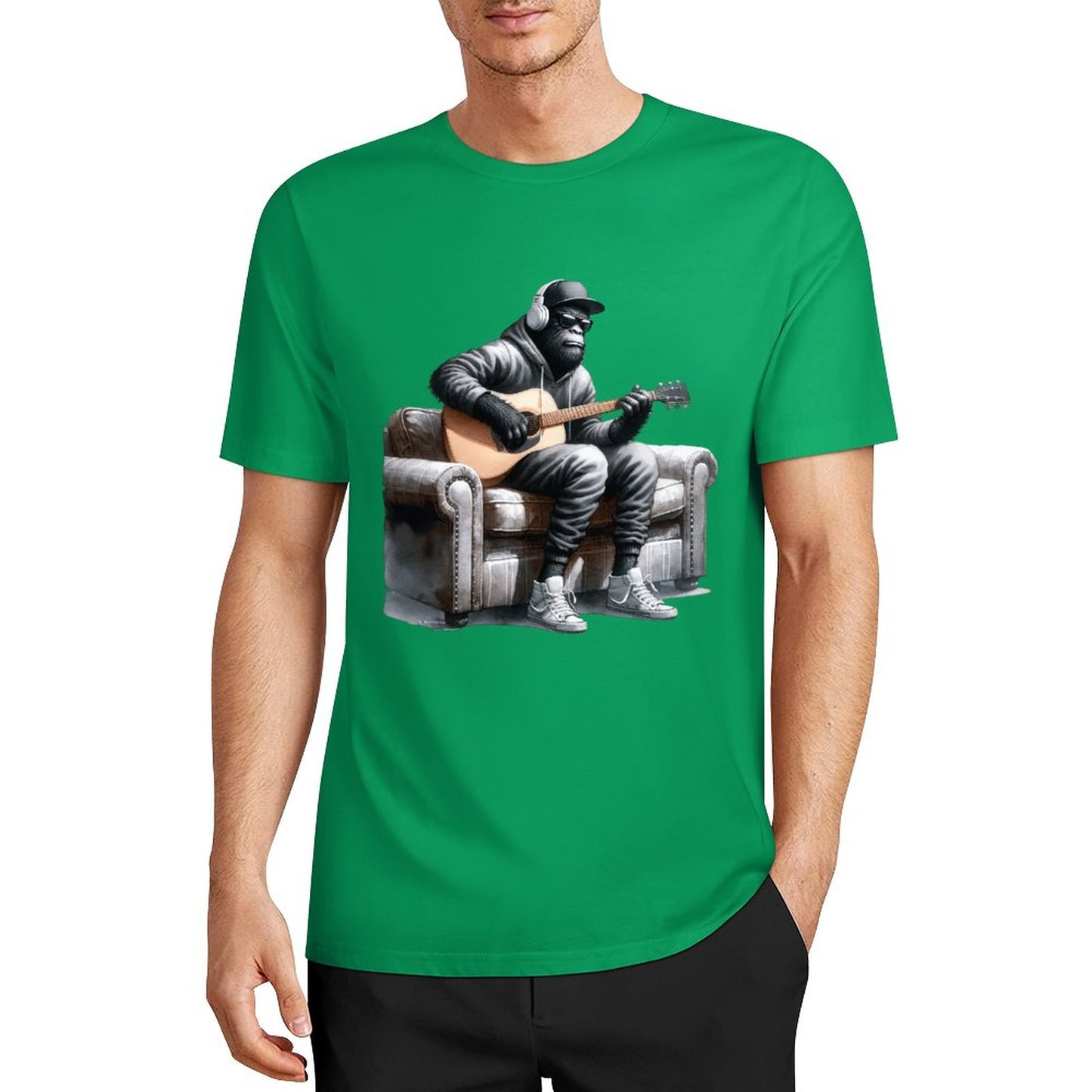 Bigfoot - Sasquatch Play Guitar Short Sleeve Cotton T-Shirt