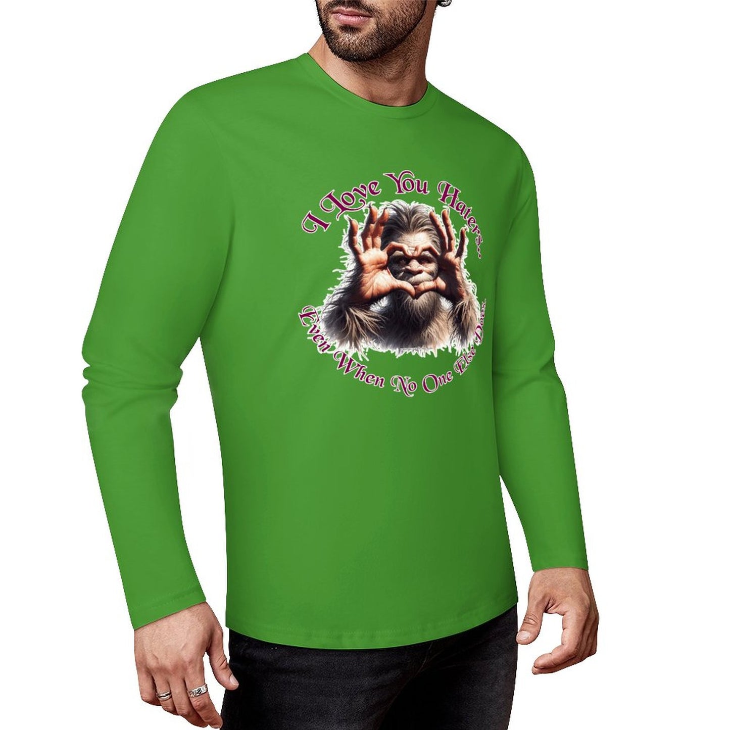 Bigfoot - Sasquatch "I love you.", Cotton Unisex Long Sleeve T-shirt