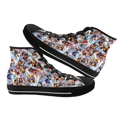 8 Patriot Designs, Women's High Top Canvas Shoes