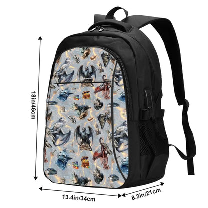 20 Misc Designs, Large Capacity, Oxford Travel, Laptop Bag with USB Charger