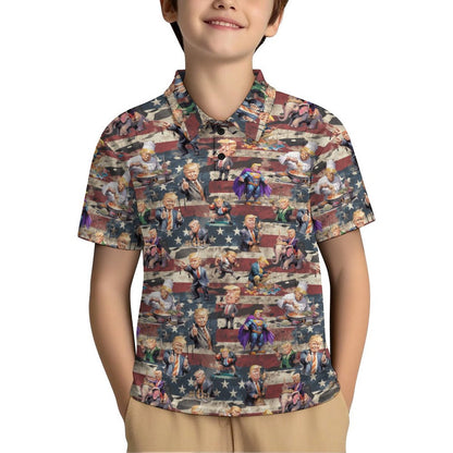 10 Donald Trump Designs, Kids Button Down Polo Shirt