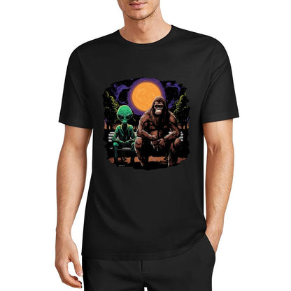 Bigfoot - Sasquatch & Alien Short Sleeve Cotton T-Shirt