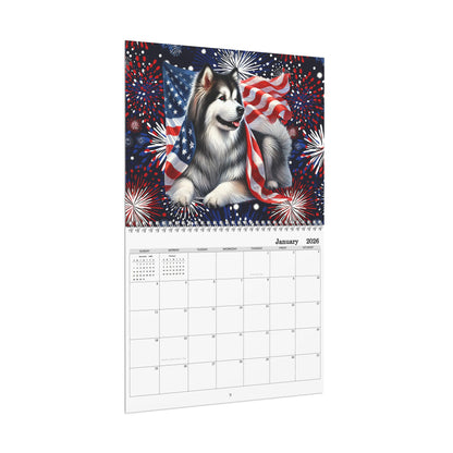 Patriotic Dog 8x11 inch Wall Calendar - American Flag Theme, 2024 Planner for Dog Lovers, Home Decor, Gift for Holidays, Office Organization