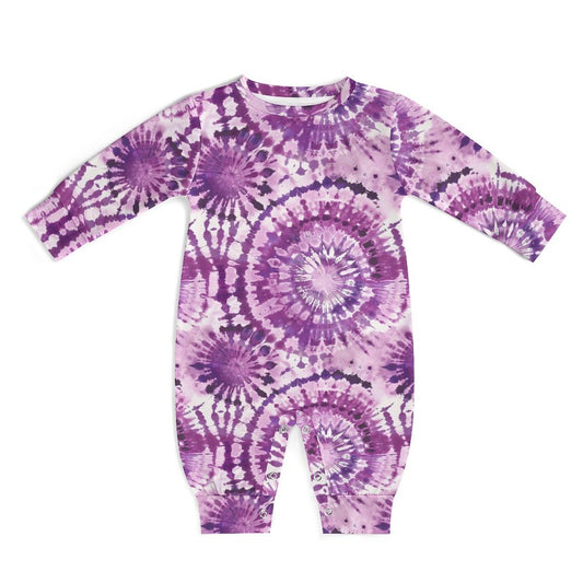 15 Tie Dye Designs, Long Sleeve Baby / Toddler Romper, Faux Cotton