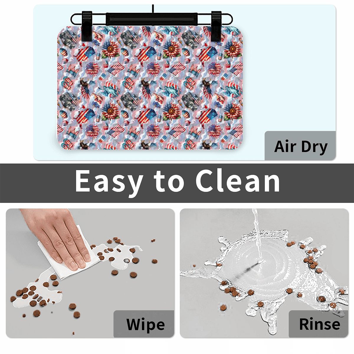 8 Patriot Designs, Waterproof Pet Food Mat