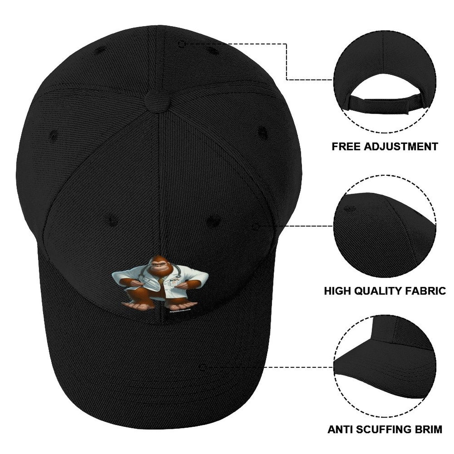 Bigfoot, Sasquatch Doctor Polyester Baseball Cap