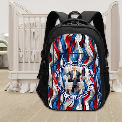 Donald Trump "I'm not judging.." Large Capacity, Oxford Travel, Laptop Bag with USB Charger