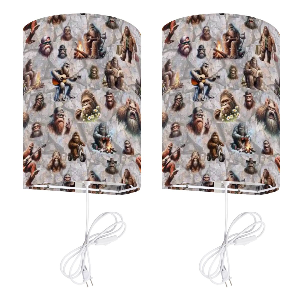 20 Bigfoot / Sasquatch Designs, Wall Sconces, Set of 2, Plug In