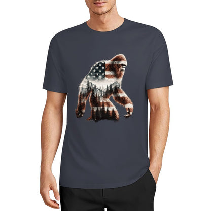 Bigfoot - Sasquatch Flag Scenery Cotton Unisex Long Sleeve T-shirt