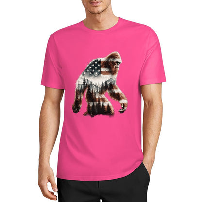 Bigfoot - Sasquatch Flag Scenery Cotton Unisex Long Sleeve T-shirt