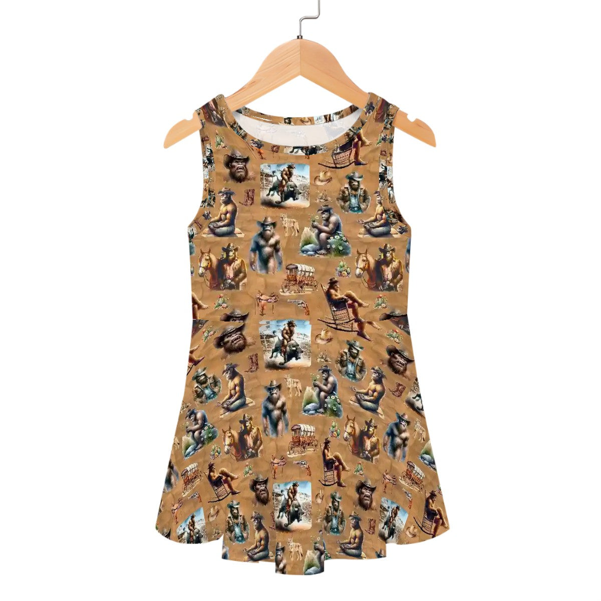 Sasquatch Themed Girls Polyester Sleeveless Dress