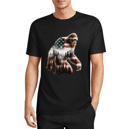 Bigfoot - Sasquatch Flag Scenery Cotton Unisex Long Sleeve T-shirt
