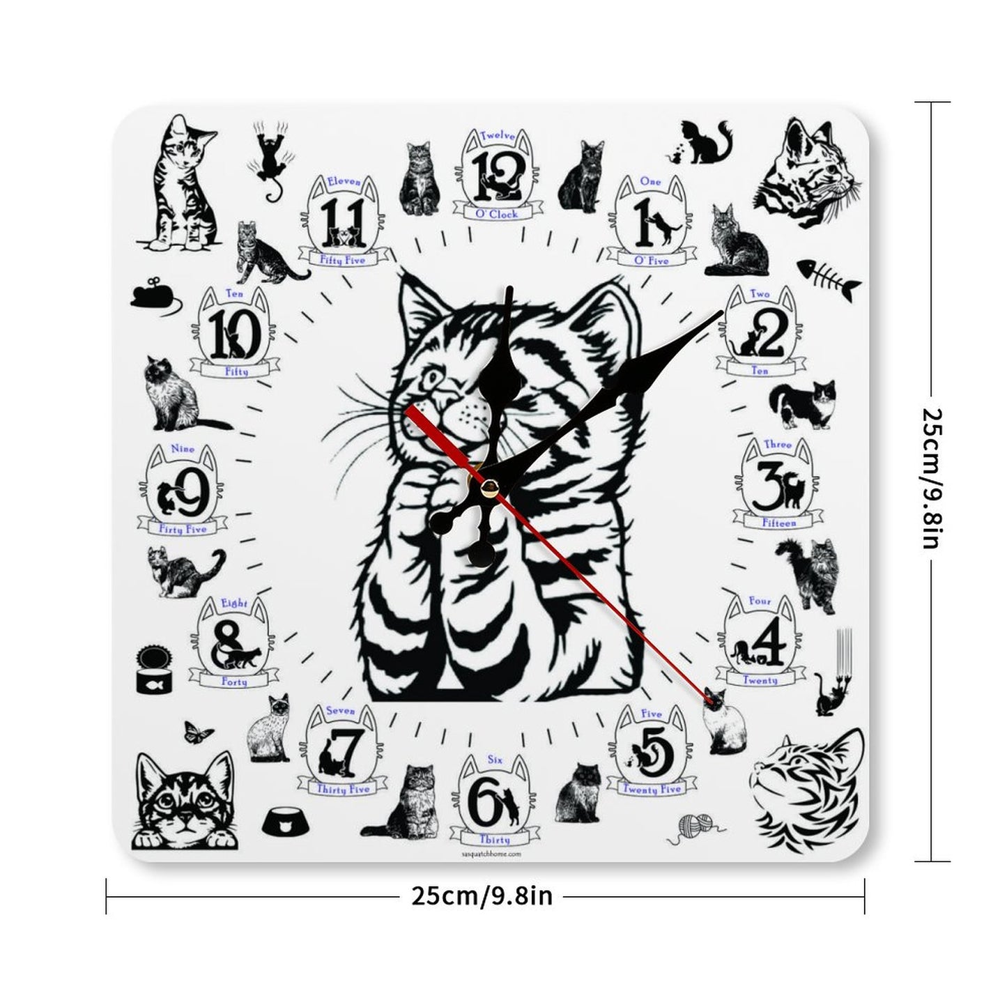 Praying Kitten Square Wall Clock