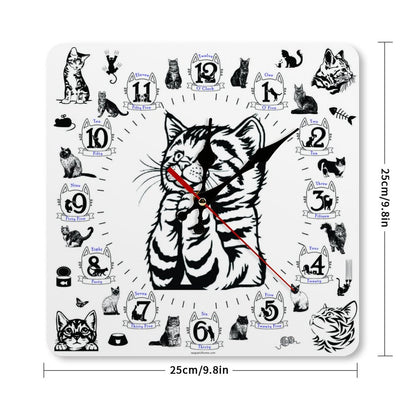Praying Kitten Square Wall Clock