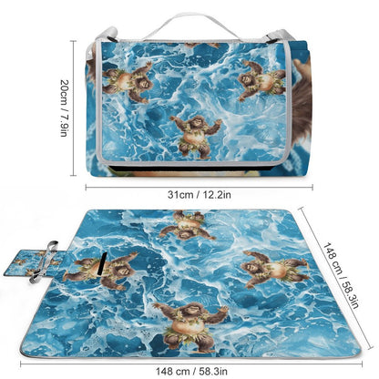 Hula Beach Sasquatch Square Picnic Mat Q003-58.3”x58.3”-58.3”x58.3”/148x148cm