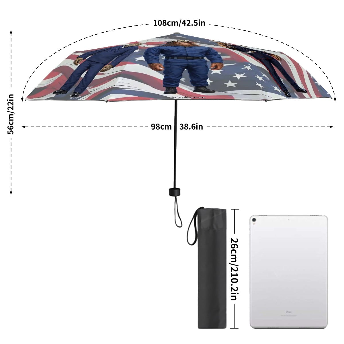 Armed Forces Sasquatch / Bigfoot Designs 38” UV Protection, Water Wicking Umbrella