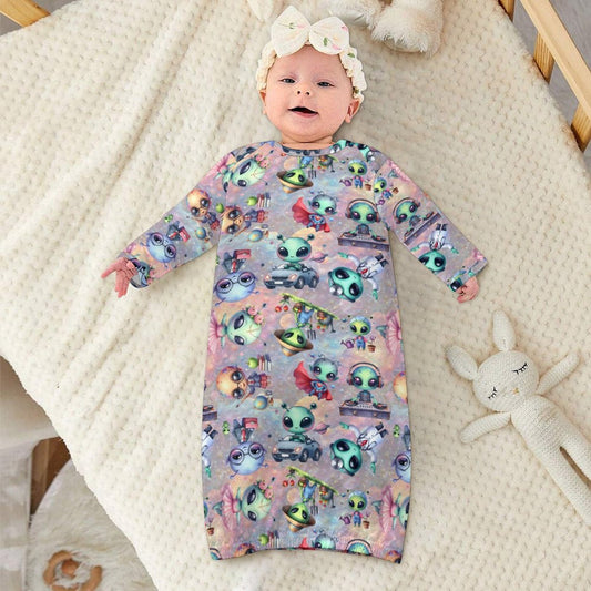 Baby Long Sleeve Faux Cotton Sleeper Gown