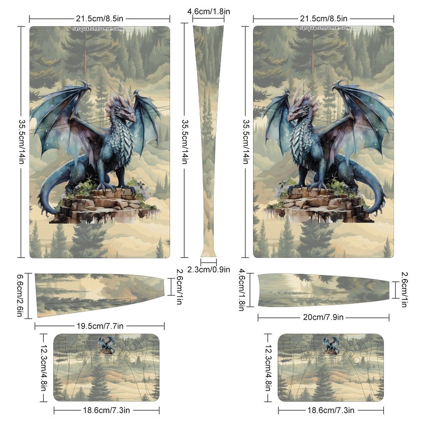 Forest Dragon Sticker for PS5 Slim Controller Console