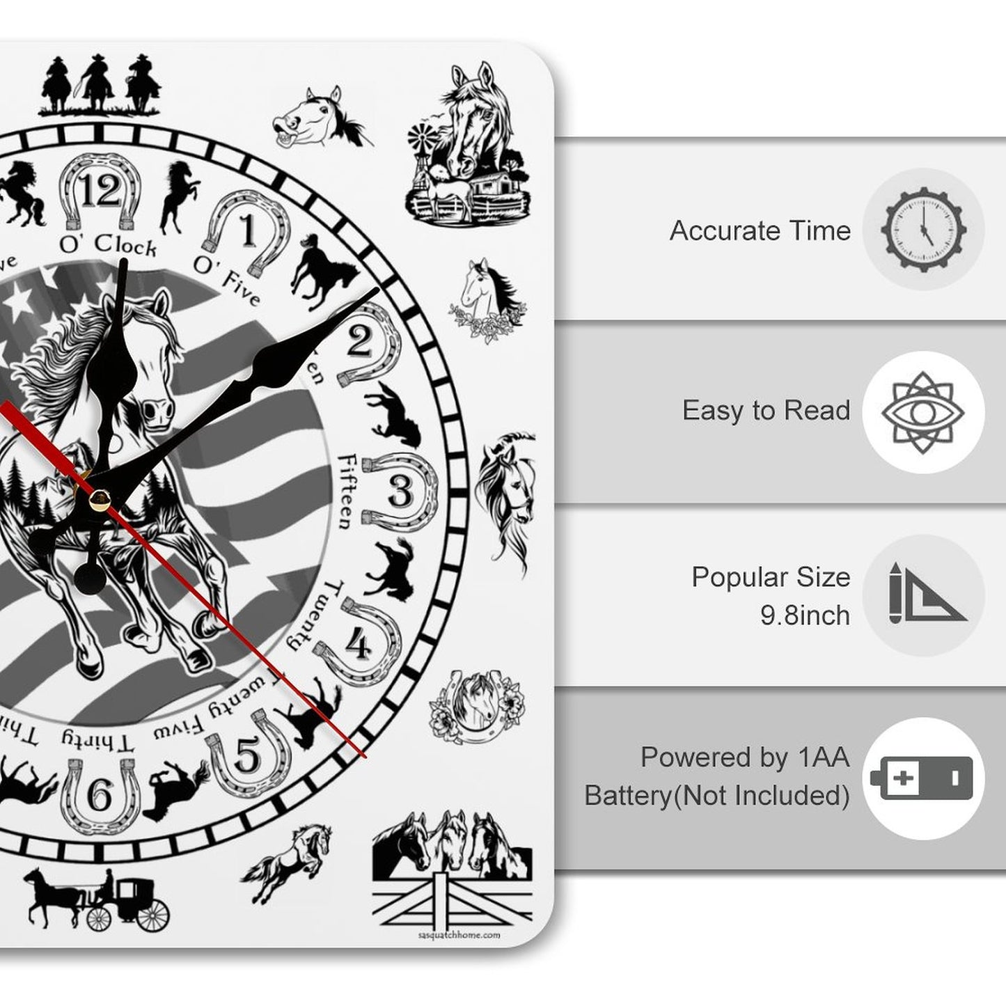 Horse Design Square Wall Clock