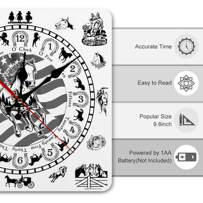 Horse Design Square Wall Clock