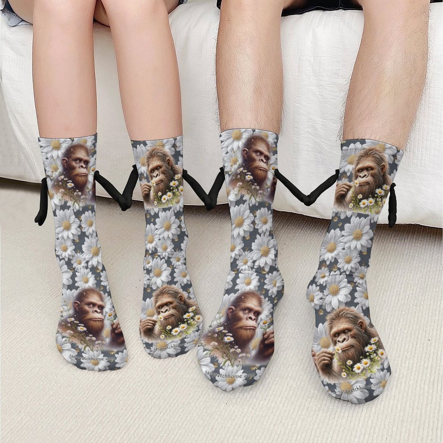 Bigfoot Daisies Magnetic Holding Hands Funny Socks – PERSONALIZE FREE