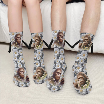 Bigfoot Daisies Magnetic Holding Hands Funny Socks – PERSONALIZE FREE