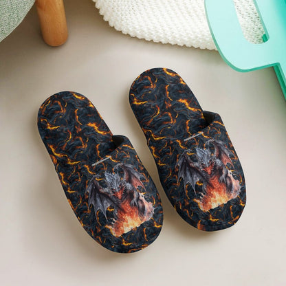 Fire Dragon Flannel Children's Cotton Slippers