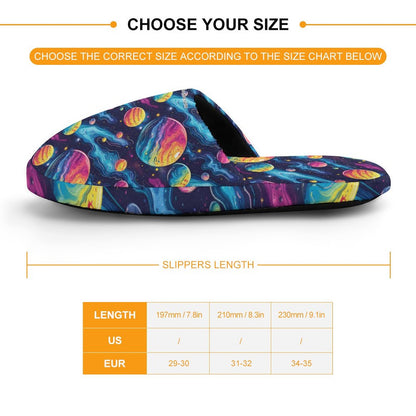 12 Galaxy Outer Space Designs, Flannel Children's Cotton Slippers