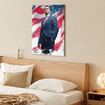 Charlie Kirk Framed Canvas Wooden Frame Wall Art Print