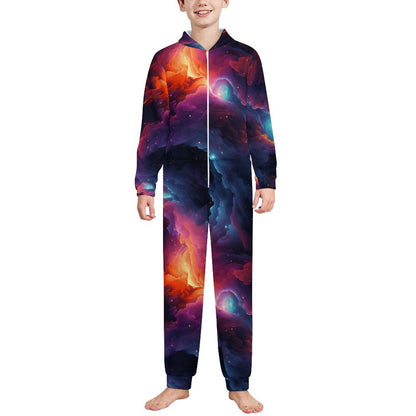 12 Space Designs, Youth Flannel Footless Zip up Pajama Jumpsuit
