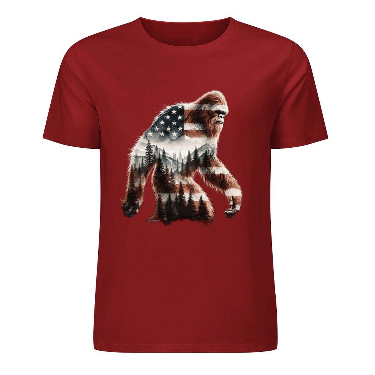 Bigfoot - Sasquatch Flag Scenery Cotton Unisex Long Sleeve T-shirt