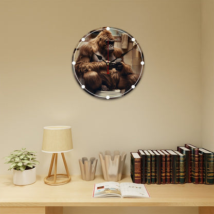 Sasquatch Bigfoot Toilet, Wooden Wall Clock