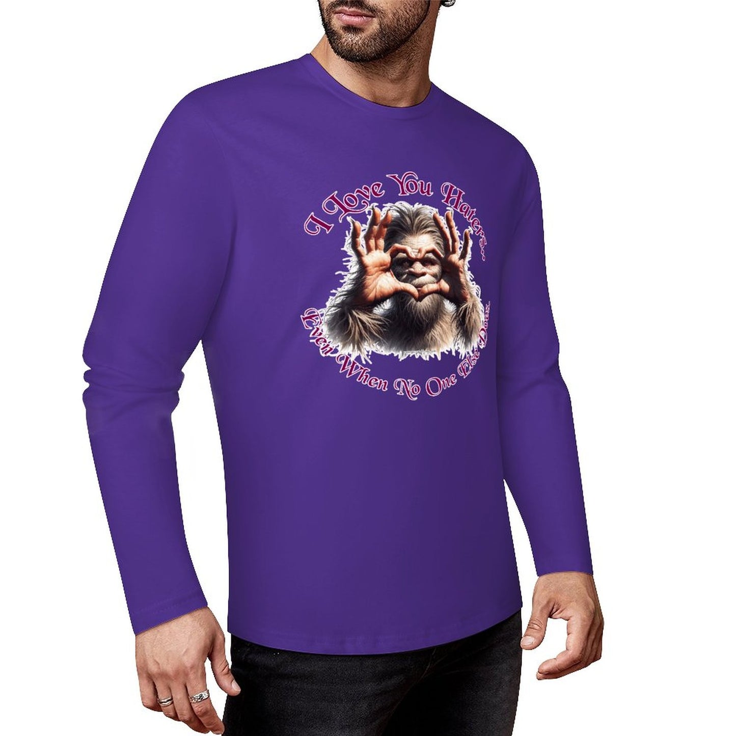 Bigfoot - Sasquatch "I love you.", Cotton Unisex Long Sleeve T-shirt