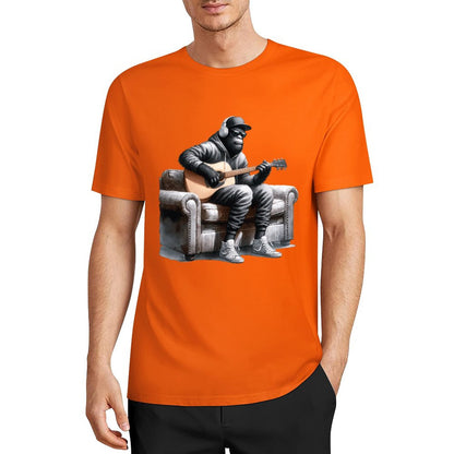 Bigfoot - Sasquatch Play Guitar Short Sleeve Cotton T-Shirt