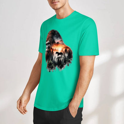 Bigfoot - Sasquatch Scenery Short Sleeve Cotton T-Shirt