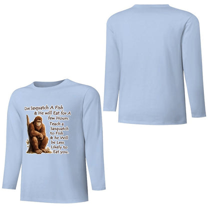 Bigfoot - Sasquatch "Give Sasquatch A Fish..",  Cotton Unisex Long Sleeve T-shirt