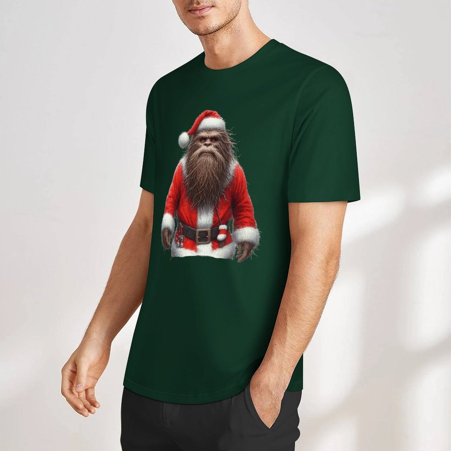 Bigfoot - Sasquatch Santa Short Sleeve Cotton T-Shirt