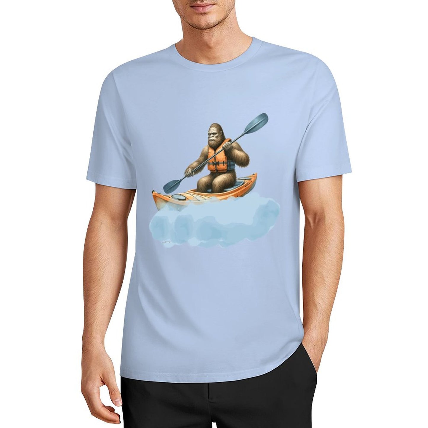 Bigfoot - Sasquatch Kayaking Short Sleeve Cotton T-Shirt