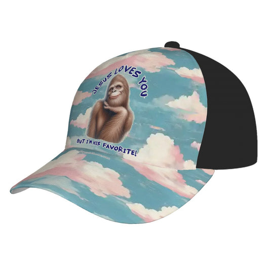 Bigfoot, Sasquatch, "Jesus loves you", Baseball Cap, hat, Polyester Twill