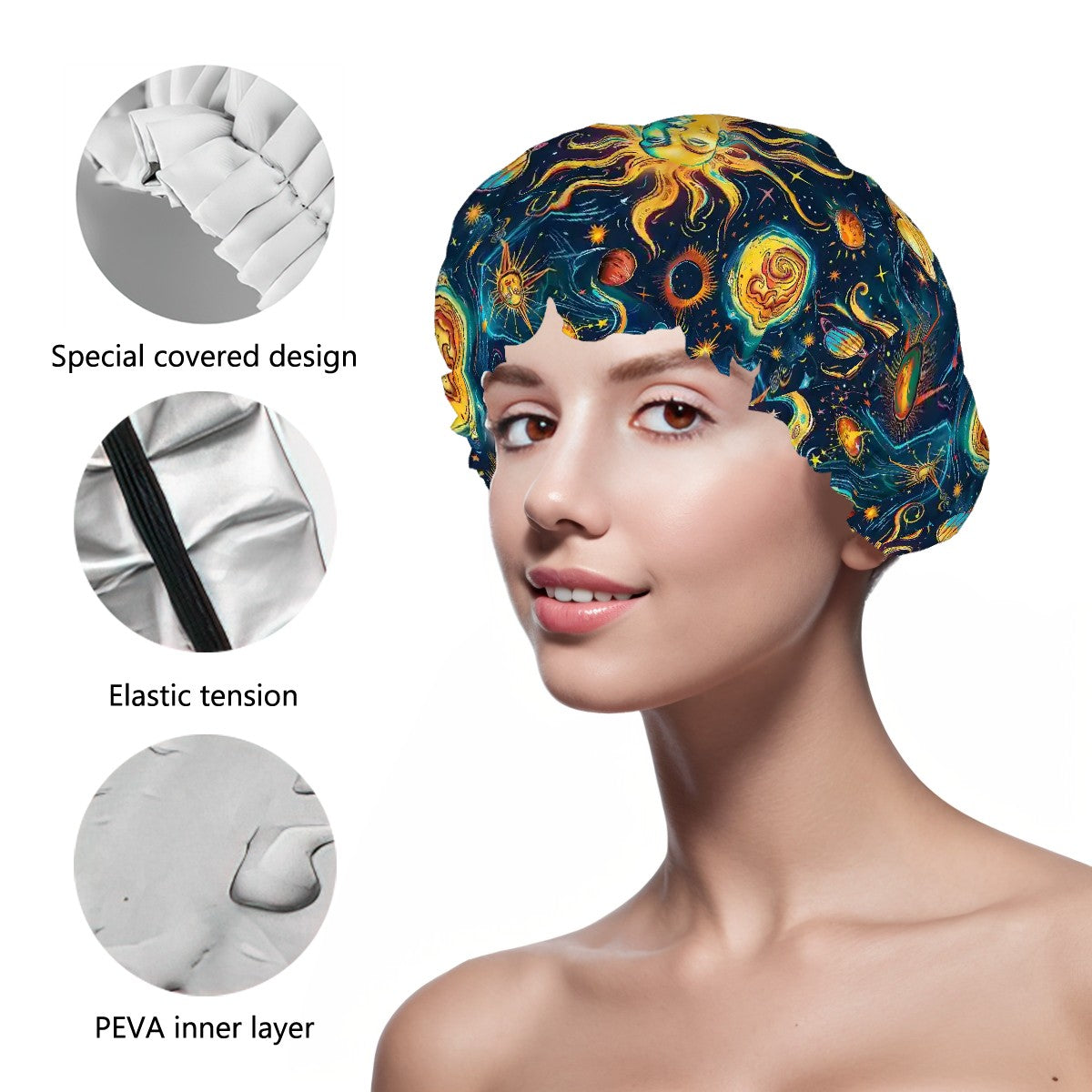 Astrology Design, Reusable Shower Cap