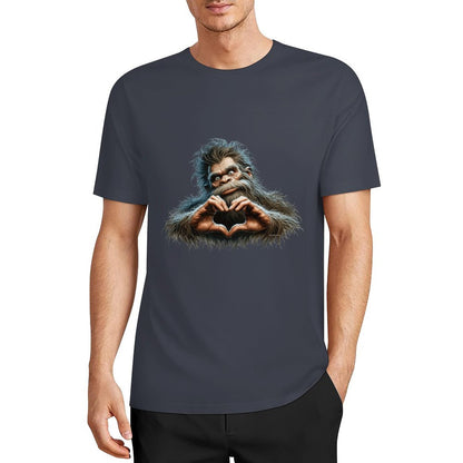 Bigfoot - Sasquatch Heart Hands Short Sleeve Cotton T-Shirt