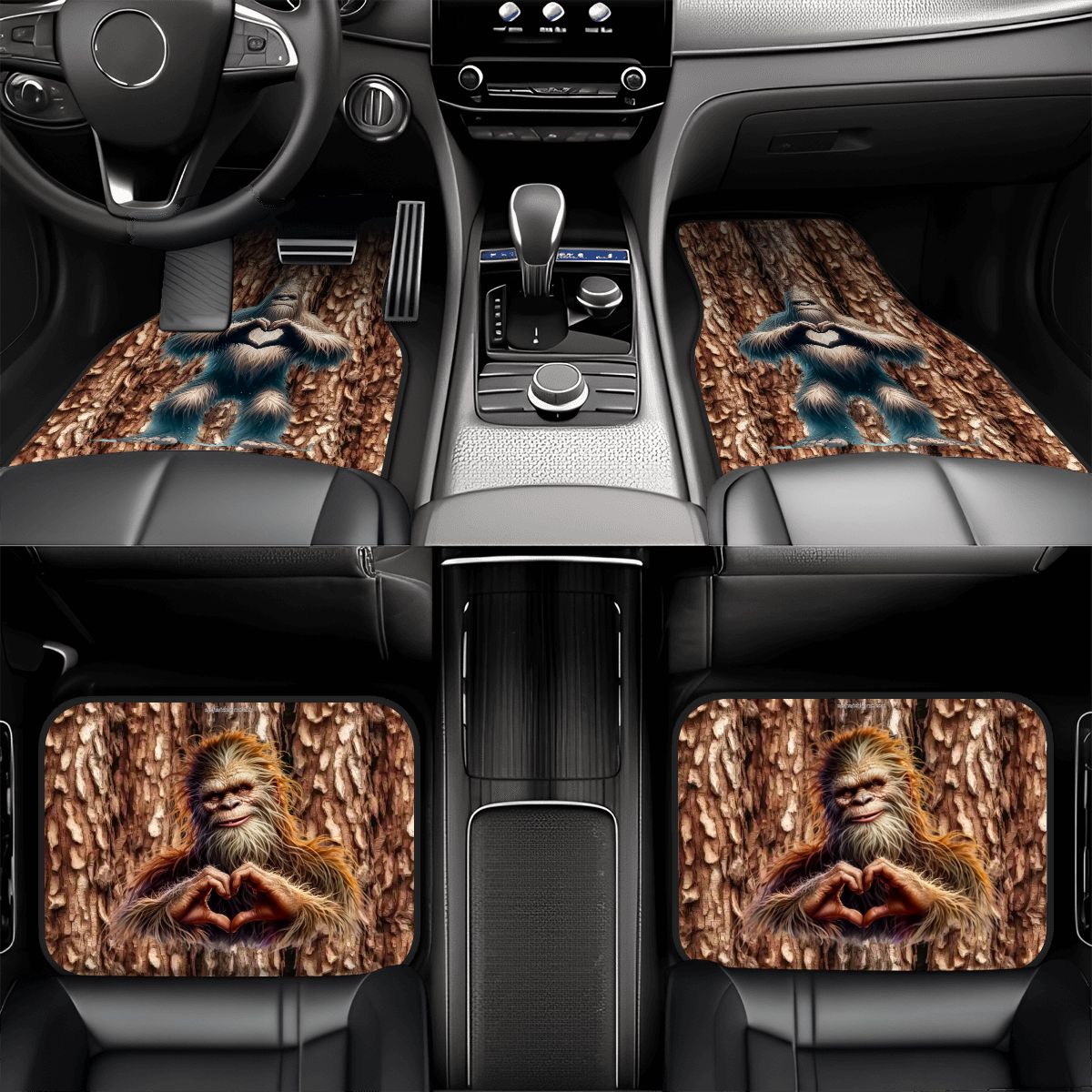 Bigfoot / Sasquatch Love, 4 Piece Auto Floor Mats